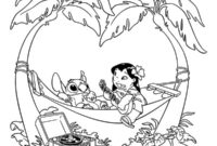 Ausmalbild lilo stitch in der haengematte