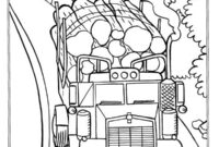 Ausmalbild lkw mit baumstaemmen