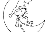 Ausmalbild maus auf dem mond