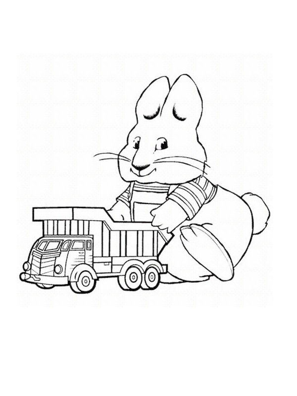 Ausmalbild max spielt mit einem sattelschlepper