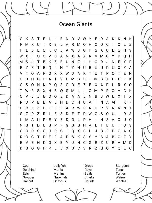 Ausmalbild meerestiere wortfinder