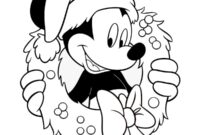 Ausmalbild micky maus im weihnachtskranz