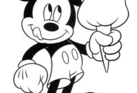 Ausmalbild micky maus isst ein eis