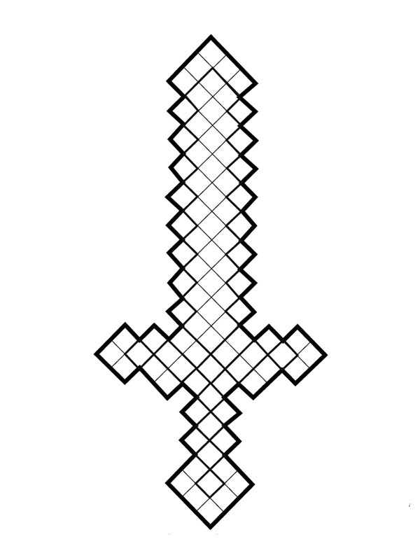 Ausmalbild minecraft schwert