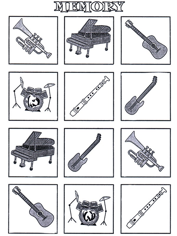 Ausmalbild musik memory