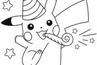 Ausmalbild pikachu hat geburtstag