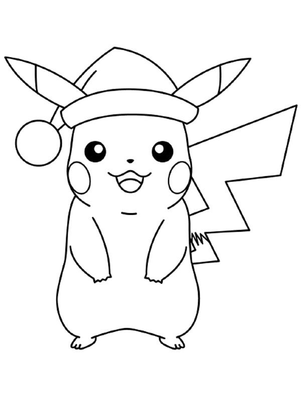 Ausmalbild pikachu mit weihnachtsmuetze