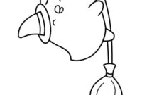 Ausmalbild piu piu auf einem besen