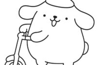 Ausmalbild pompompurin auf dem roller