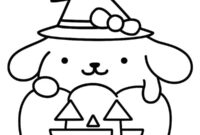 Ausmalbild pompompurin in einem halloween kuerbis