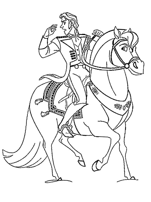 Ausmalbild prinz hans auf seinem pferd