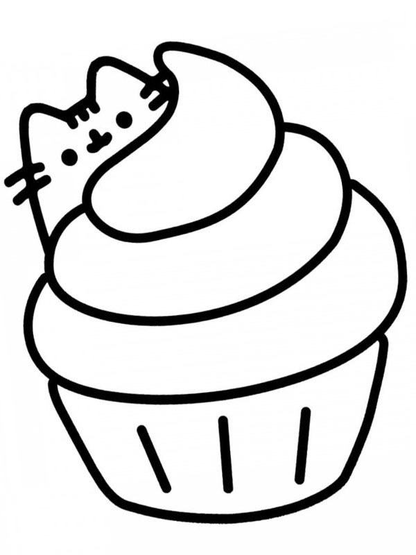 Ausmalbild pusheen cupcake