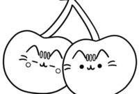 Ausmalbild pusheen die katze kirsche