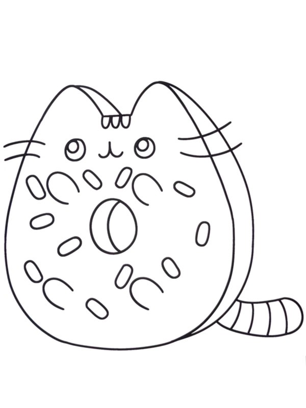 Ausmalbild pusheen donut