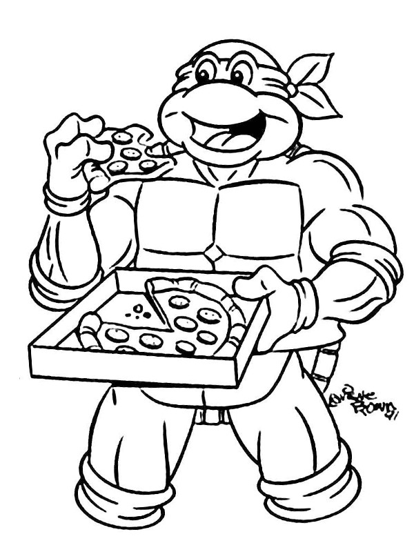 Ausmalbild raphael isst pizza