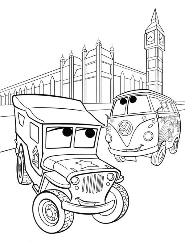 Ausmalbild sarge und fillmore in london