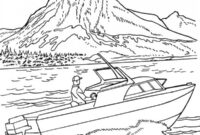 Ausmalbild schnellboot auf dem wasser
