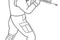 Ausmalbild soldat mit einer waffe