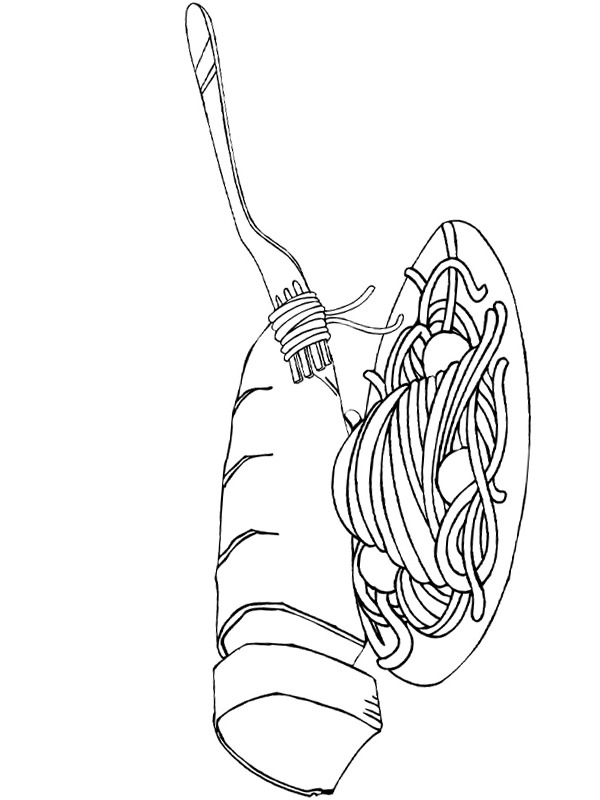 Ausmalbild spaghetti