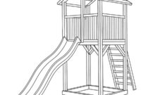 Ausmalbild spielhaus mit rutsche