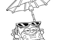 Ausmalbild spongebob am strand