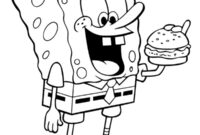 Ausmalbild spongebob isst krabbenburger