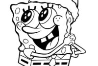 Ausmalbild spongebob mit weihnachtsmuetze