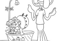 Ausmalbild spongebob schwammkopf und thaddaeus quentin tentakel