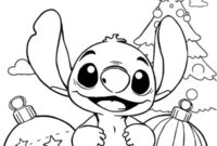 Ausmalbild stich mit weihnachtskugeln