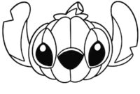 Ausmalbild stitch als kuerbis