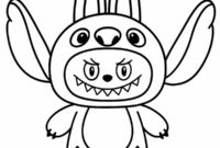Ausmalbild stitch als labubu