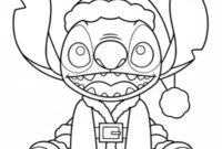 Ausmalbild stitch als weihnachtsmann