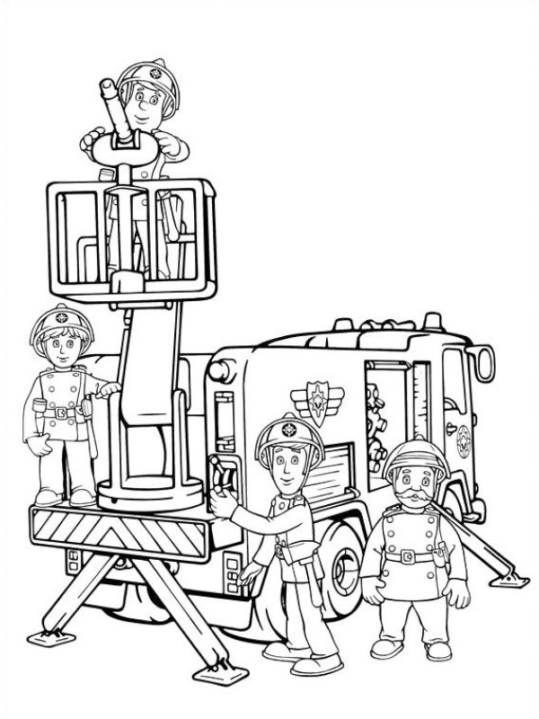 Ausmalbild team feuerwehrmann sam