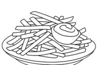 Ausmalbild teller mit pommes