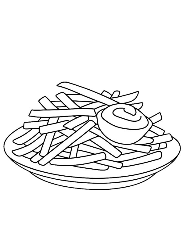 Ausmalbild teller mit pommes
