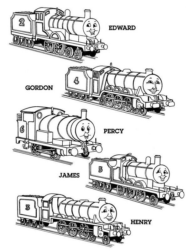 Ausmalbild thomas de kleine locomotief