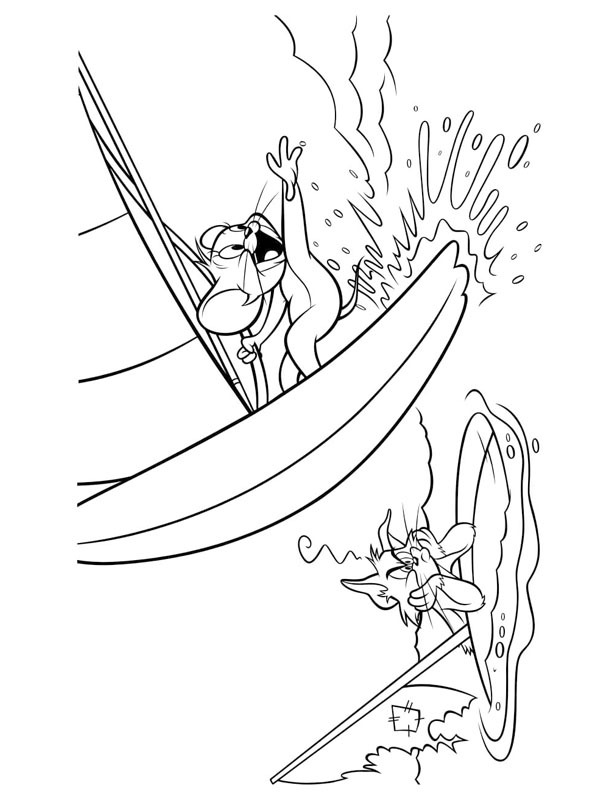 Ausmalbild tom und jerry windsurfen
