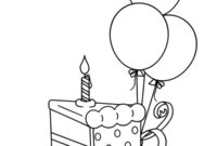 Ausmalbild torte mit luftballons