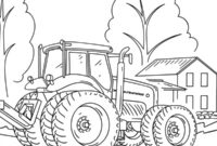 Ausmalbild traktor auf dem bauernhof