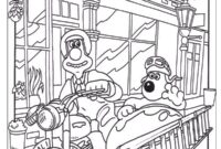 Ausmalbild wallace und gromit auf dem motorrrad