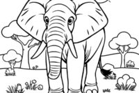 Ausmalbild afrikanischer elefant