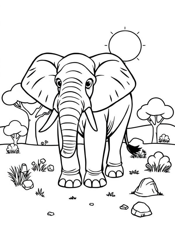 Ausmalbild afrikanischer elefant