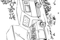 Ausmalbild auto und wohnwagen