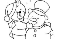 Ausmalbild baer baut schneemann