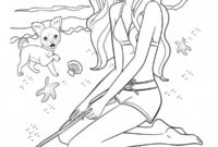 Ausmalbild barbie am strand