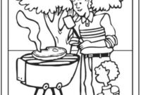 Ausmalbild bbq mit papa