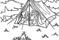 Ausmalbild camping im zelt