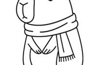 Ausmalbild capibara mit winterschal