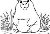 Ausmalbild capybara am wasser