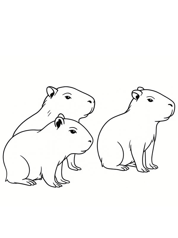 Ausmalbild capybara babys
